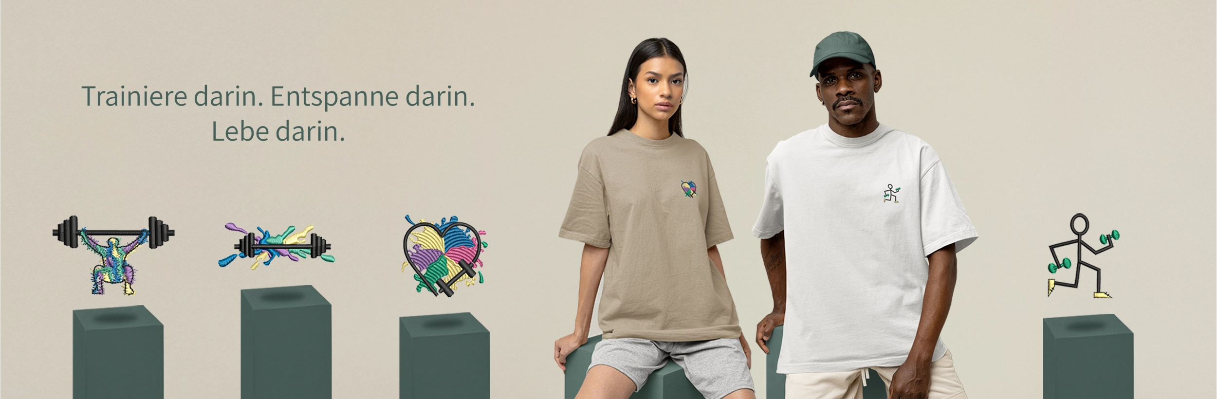 Bildbanner, urban athlete kollektion models and designs, mit tagline.