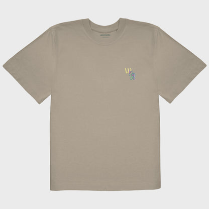 Unisex-T-Shirt Oversize mastic mit bestickter Brustpartie, WNL-Logo (Kurzform von Woonello) mit Kleeblatt-Unendlichkeitssymbol